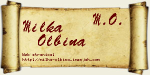 Milka Olbina vizit kartica